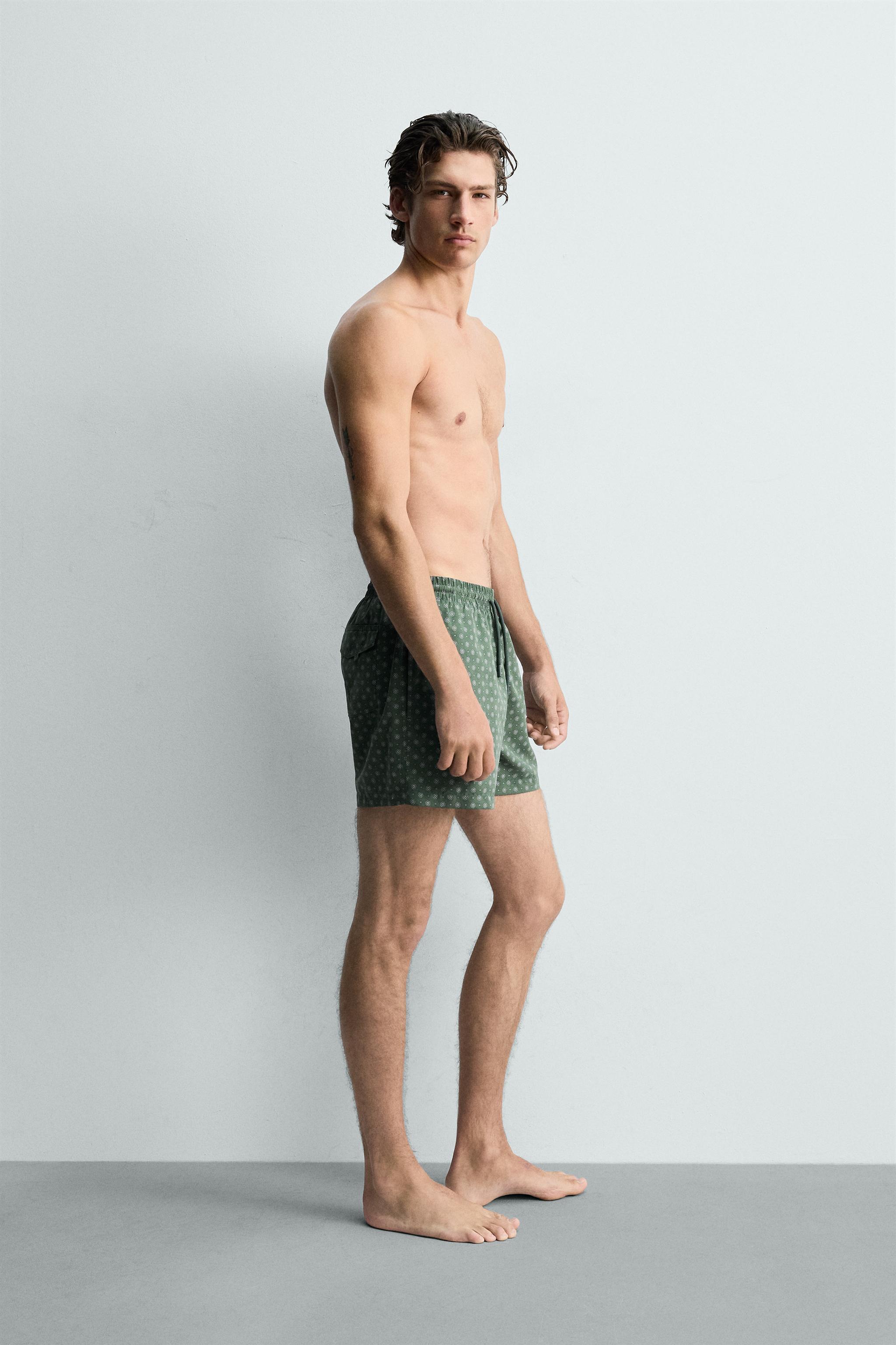MID-LENGTH GEOMETRIC PRINT SWIMSUIT
